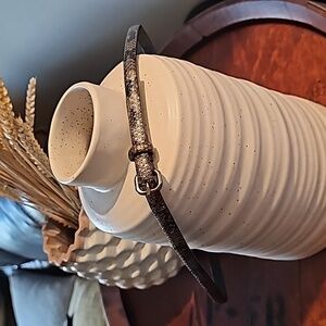 Thin Snake Print Buckled Belt